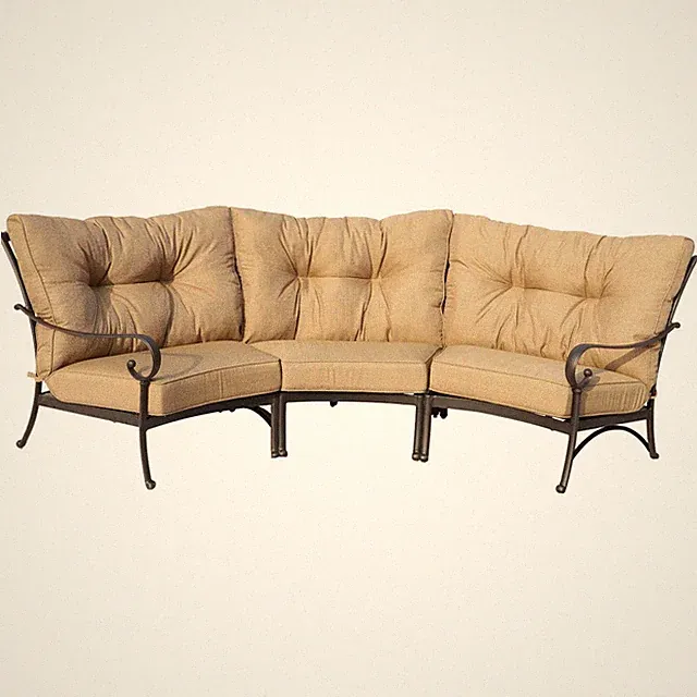 Santa Anita 3 Person Cast Aluminum Sectional Sofa in Antique Bronze/Heather
