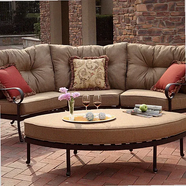 Santa Anita 4 Pc Cast Aluminum Sectional Seating Set Leaf Shape Ottoman in