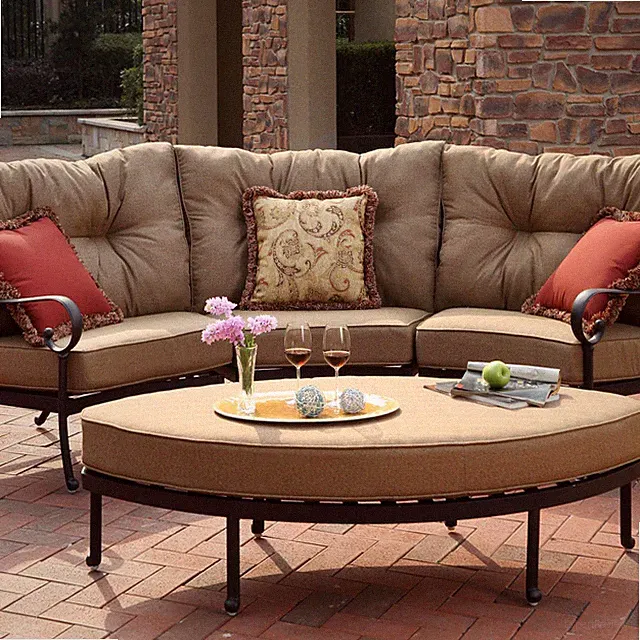 Santa Anita 4 Pc Cast Aluminum Sectional Seating Set Leaf Shape Ottoman in