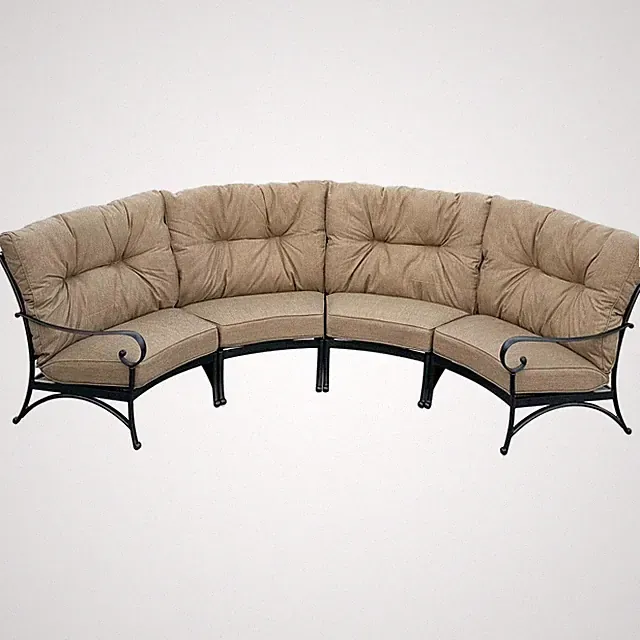 Santa Anita 4 Person Cast Aluminum Sofa in Antique Bronze/Heather Beige