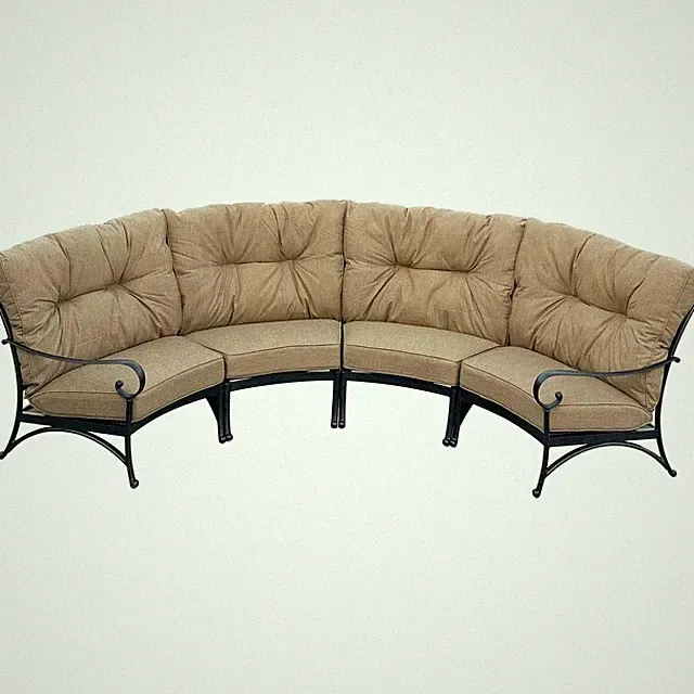 Santa Anita 4 Person Cast Aluminum Sofa in Antique Bronze/Heather Beige