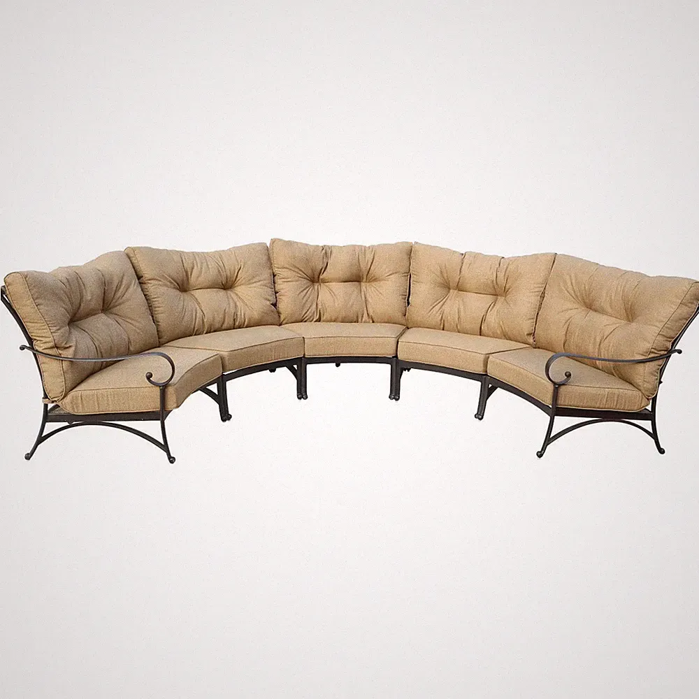 Santa Anita 5 Person Cast Aluminum Sectional Sofa in Antique Bronze/Heather