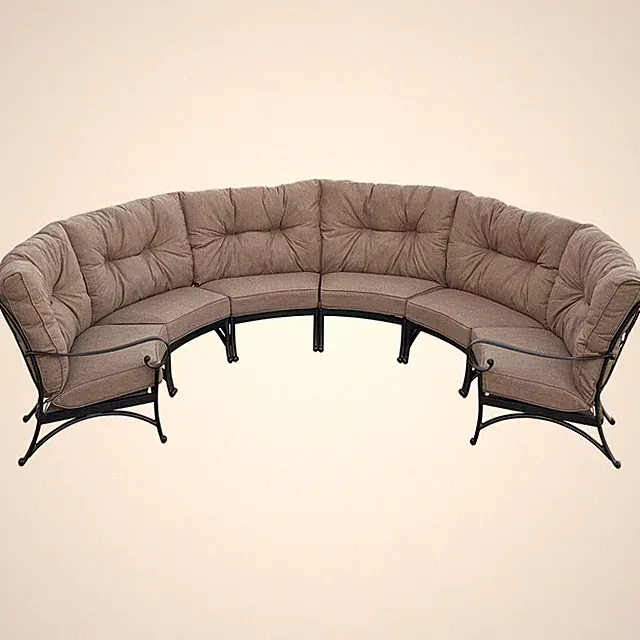Santa Anita 6 Person Cast Aluminum Sofa in Antique Bronze/Heather Beige