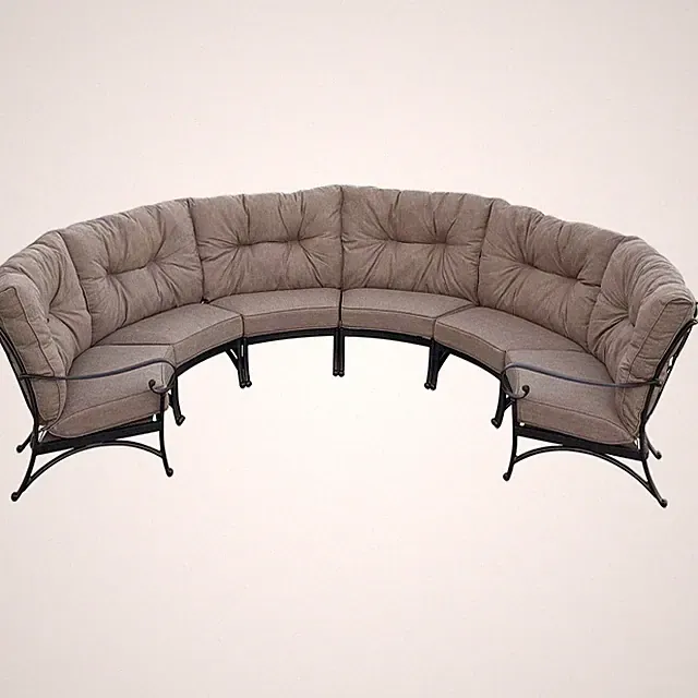 Santa Anita 6 Person Cast Aluminum Sofa in Antique Bronze/Heather Beige
