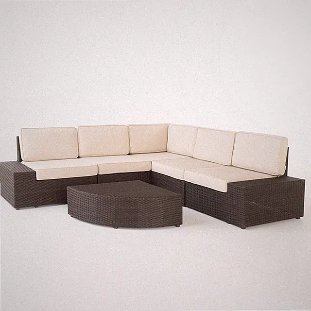 Santa Cruz 6-Pc Wicker Sectional Sofa Set with Water-Resistant Cushions