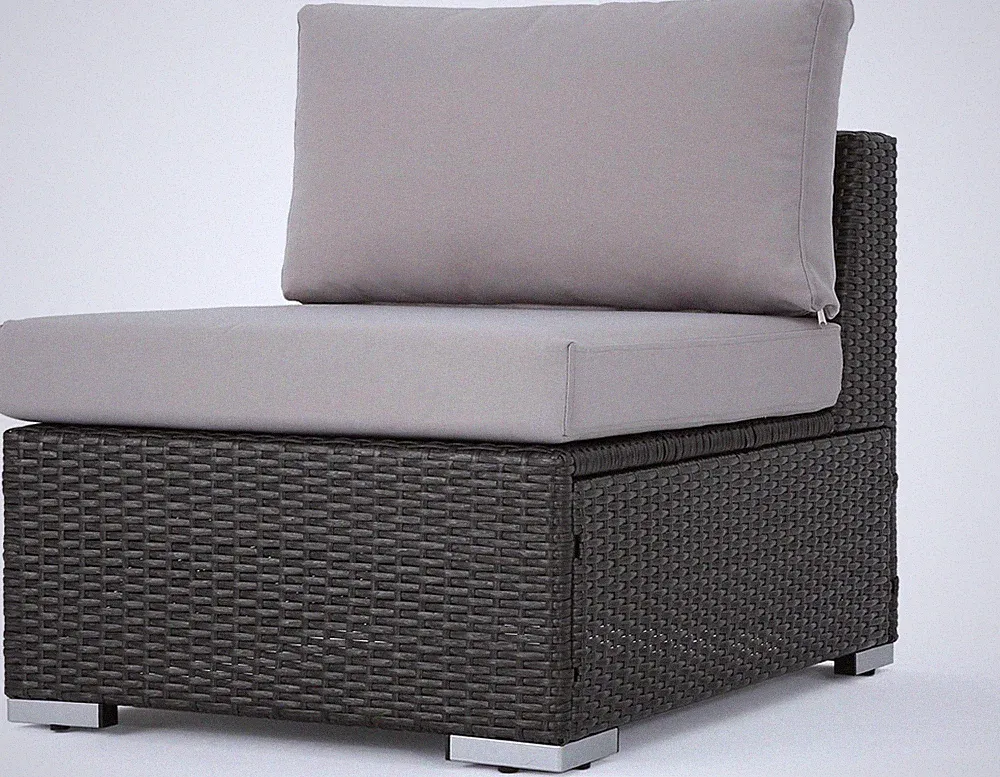 Santa Rosa Grey Wicker Armless Sectional Sofa with Waterproof Cushions