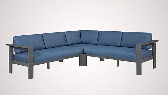 Sardinia Aluminum Frame Outdoor Sectional Sofa - Blue Cushions Sectional Sofa