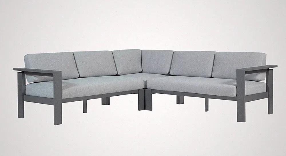 Sardinia Aluminum Frame Outdoor Sectional Sofa - Gray Sectional Sofa
