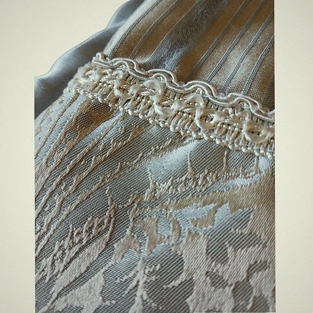 Satin Throw 55 x 47 Baroque LT BLUE Silky Bed Sofa Chair Home Baby‎ Blanket Vntg