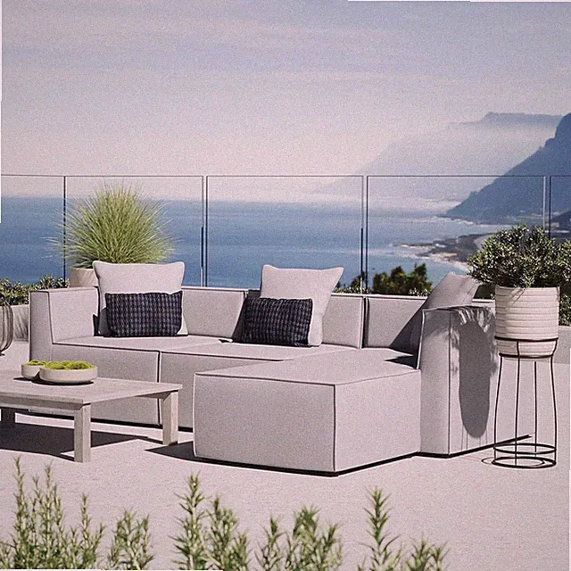 Saybrook Gray 4-Piece Outdoor Sectional Sofa Set for Stylish Patios