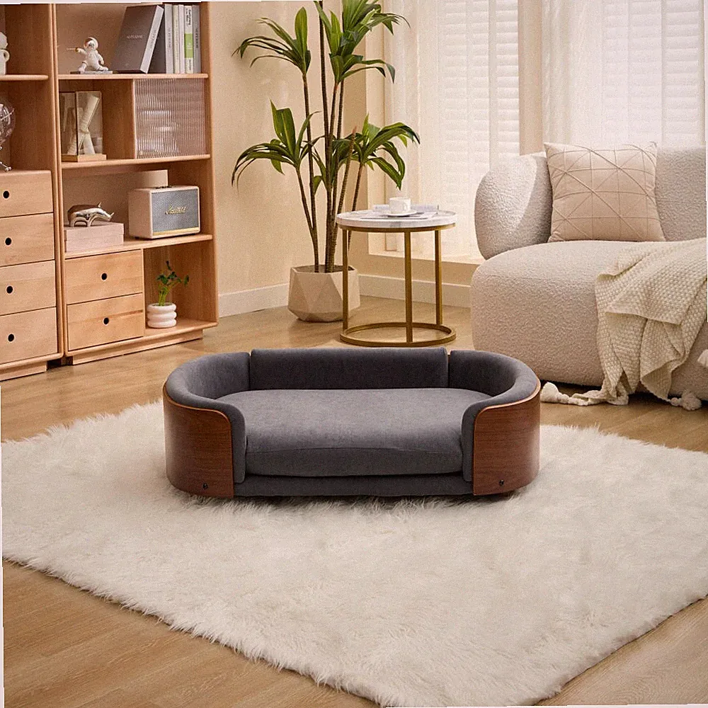 Scandinavian style Elevated Dog Bed Pet Sofa With Solid Wood legs