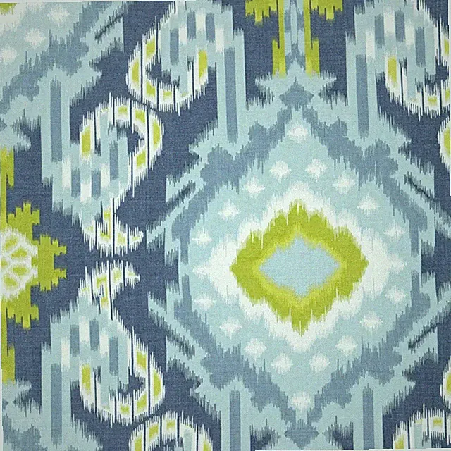 Schumacher Ikat Linen Print Fabric- Kiribati Ikat Print Aquamarine 3.9 yd 174982