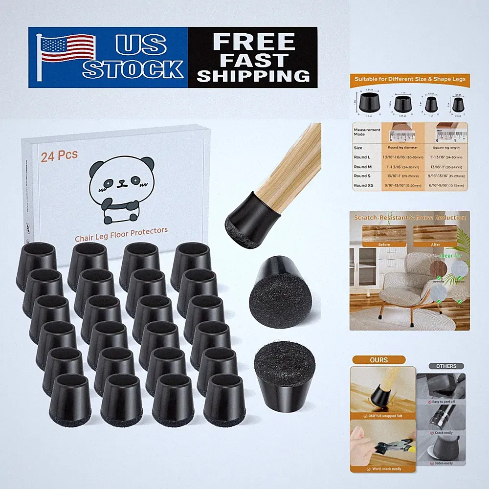 Scratch-Resistant Chair Leg Covers - 24 PCS Extra Small Silicone Pads 0.6"-0.8"