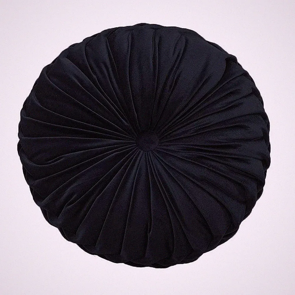 SEAT CUSHION Pleated Pillow Round Chair Pad for Sofa Bed Floor Car Black ELERO