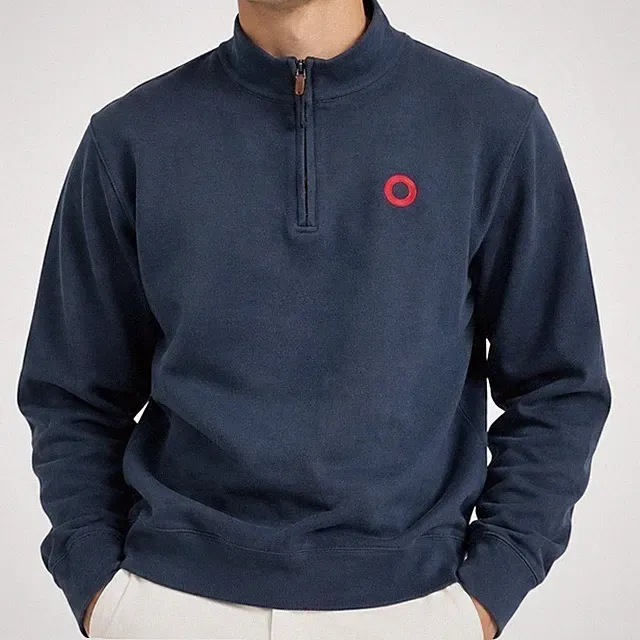 Section 119 Quarter Zip Phish Sweater Mens XL Navy Merino Wool Blend Donut Logo