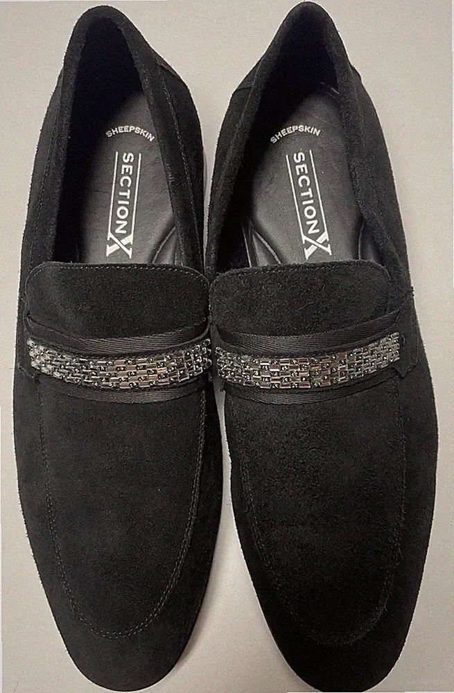 SECTION X Venetian Embellished Dress Loafers Black Suede Leather Men’s Size 9.5