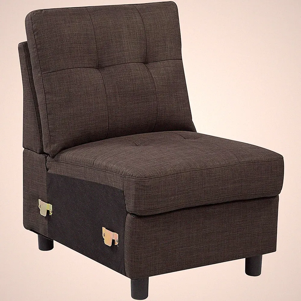 Sectional Armless Chair Accent Seat Ottoman Linen Black Living Room Small Space