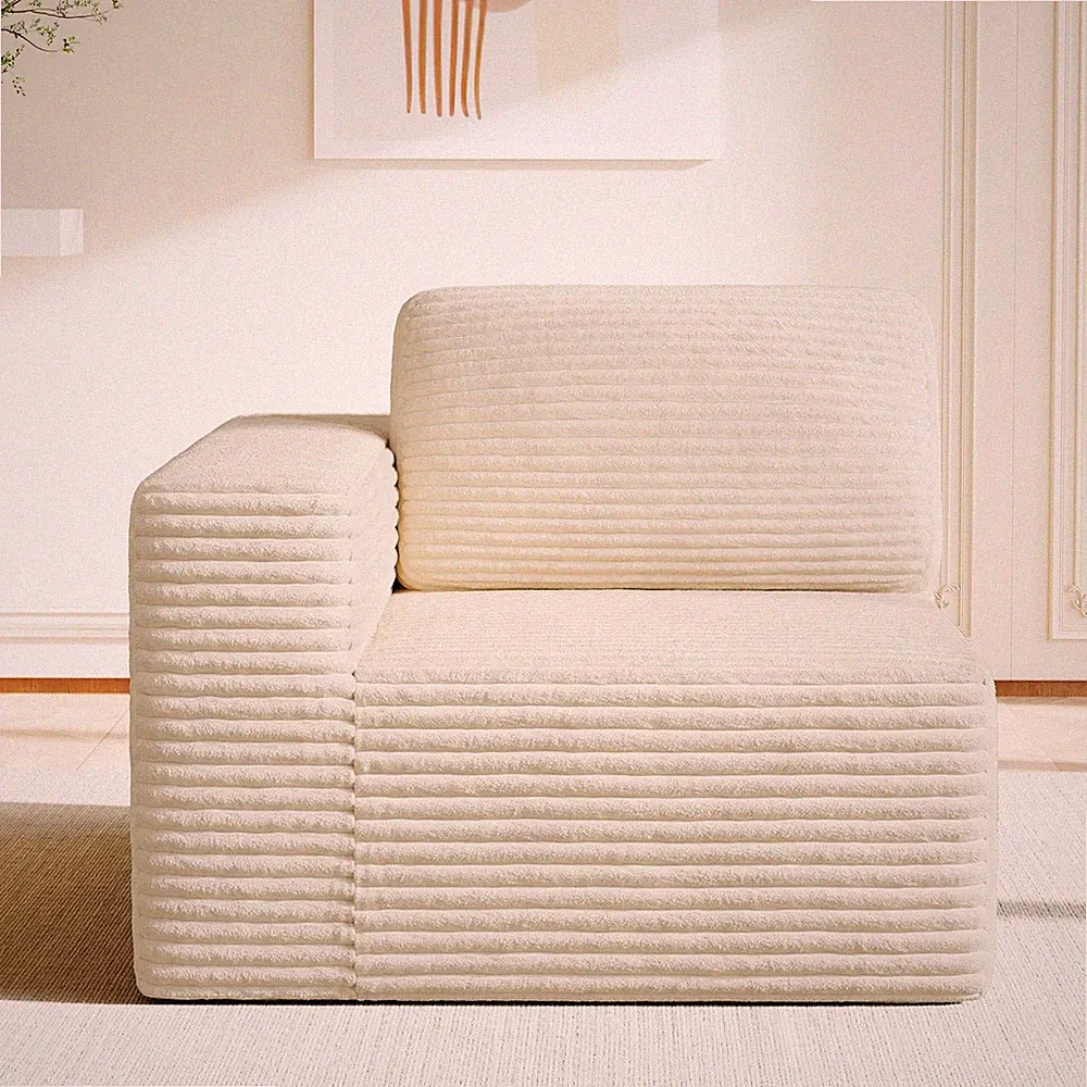 Sectional Cloud Couch Corduroy Gel Cushion Deep Seat Boneless Left-Arm