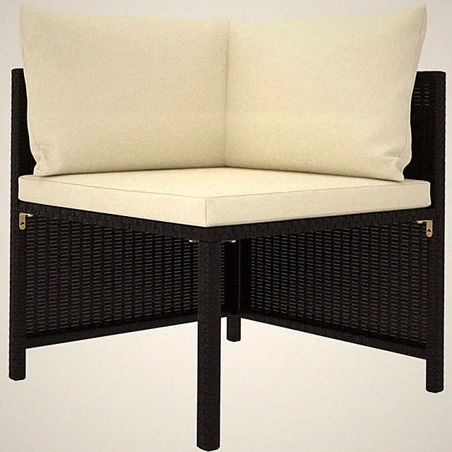 Sectional Corner Sofa with Cushions Black Poly Rattan