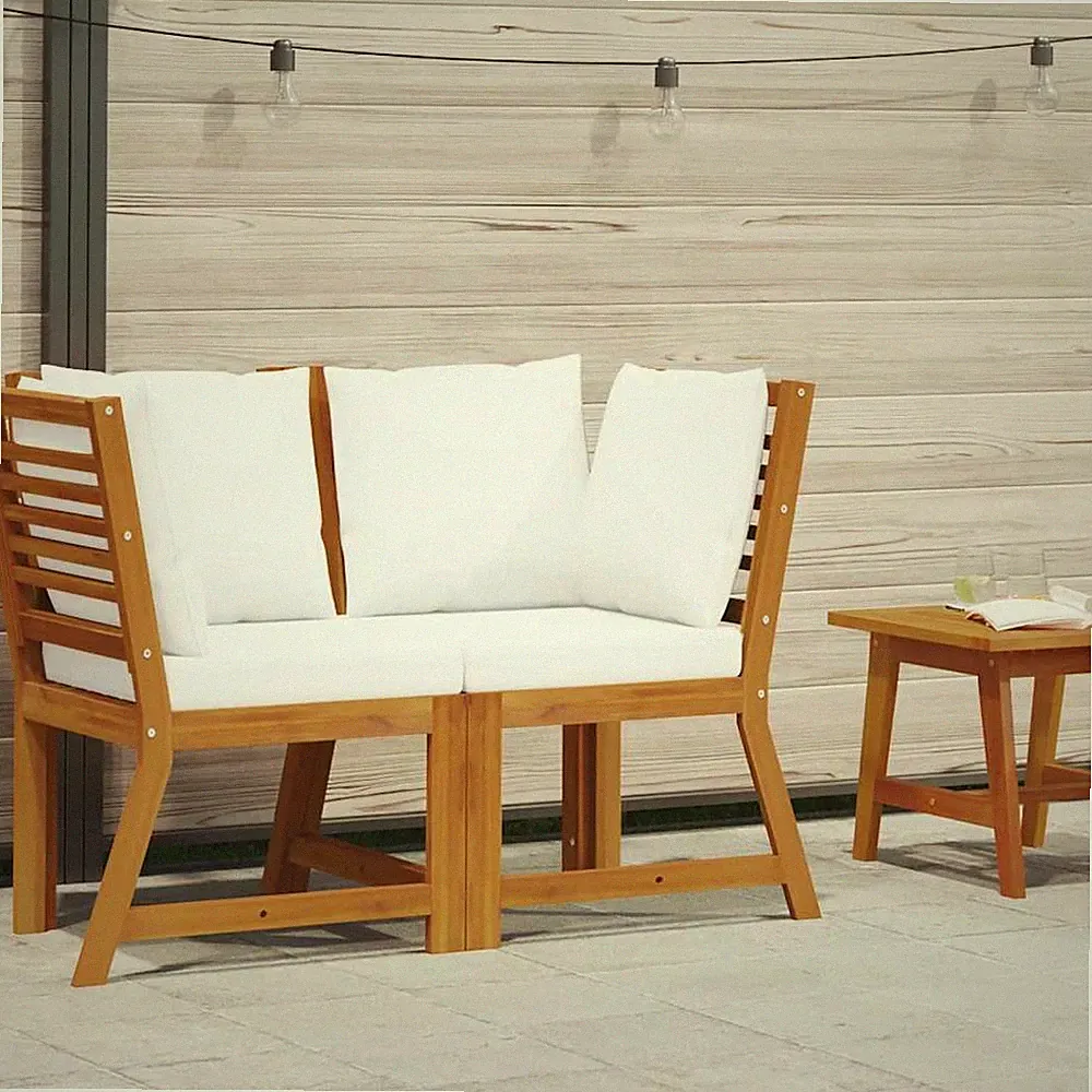 Sectional Corner Sofa with Cushions Furniture Set Solid Acacia Wood vidaXL
