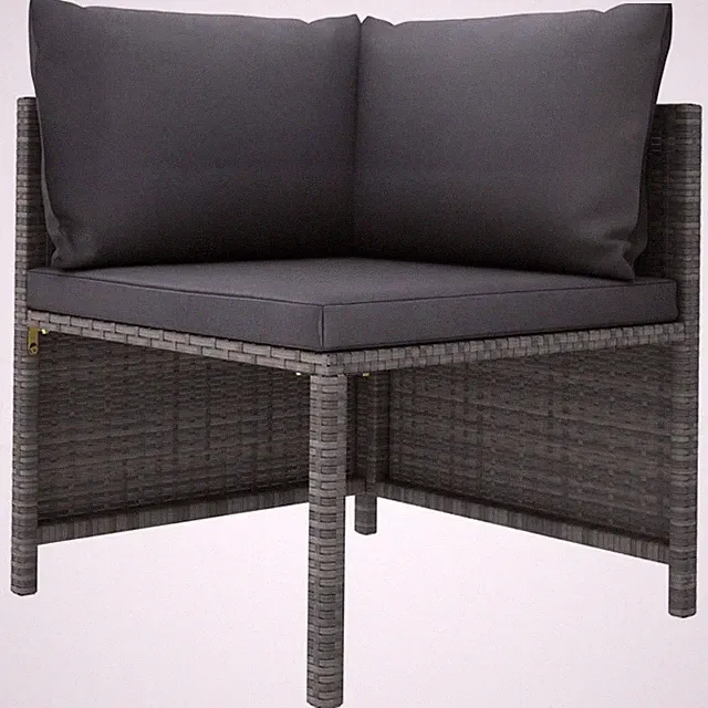 Sectional Corner Sofa with Cushions Gray Poly Rattan