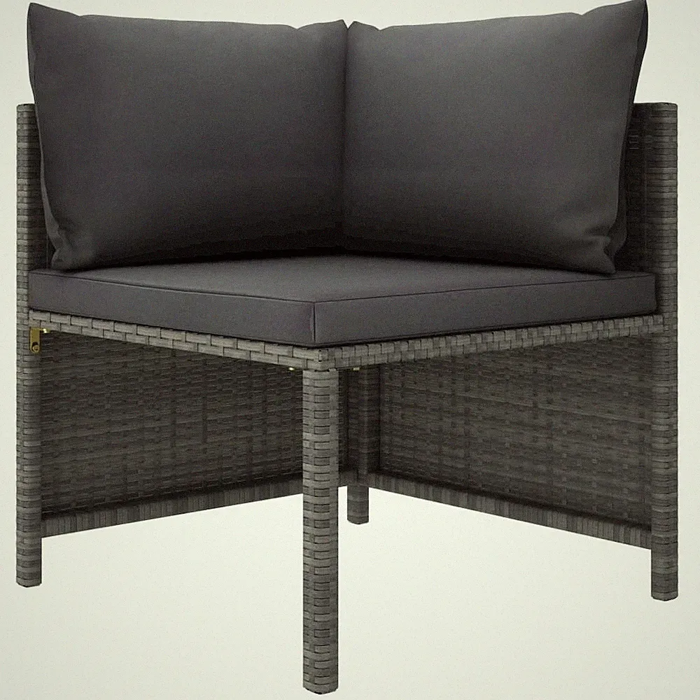 Sectional Corner Sofa with Cushions Gray Poly Rattan