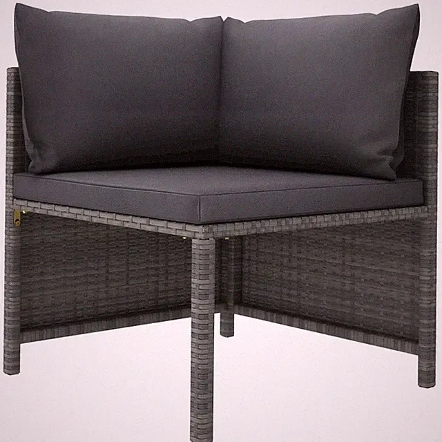 Sectional Corner Sofa with Cushions Gray Poly Rattan