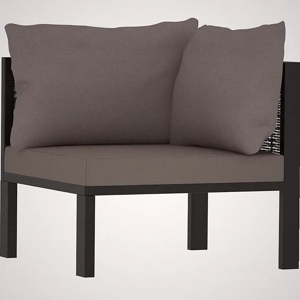 Sectional Corner Sofa with Left Armrest Poly Rattan Anthracite