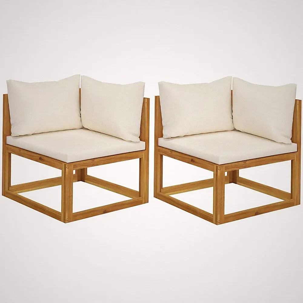 Sectional Corner Sofas 2 pcs with Cushions Cream White