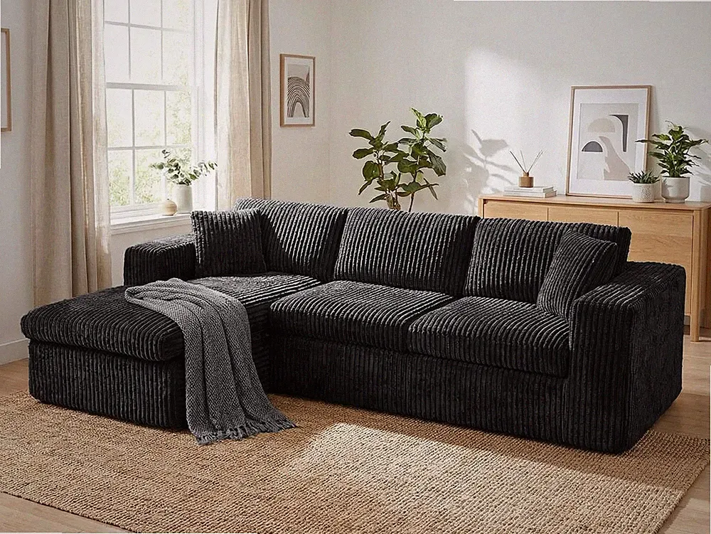 Sectional Couch 105 L Shaped Modular Sofa Memory Foam Black Vongrasig Boneless
