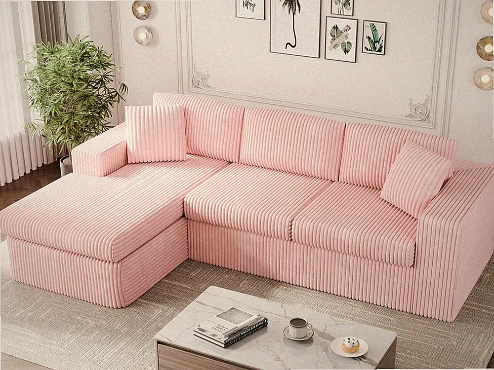 Sectional Couch 105 L Shaped Modular Sofa Memory Foam Pink Vongrasig Boneless