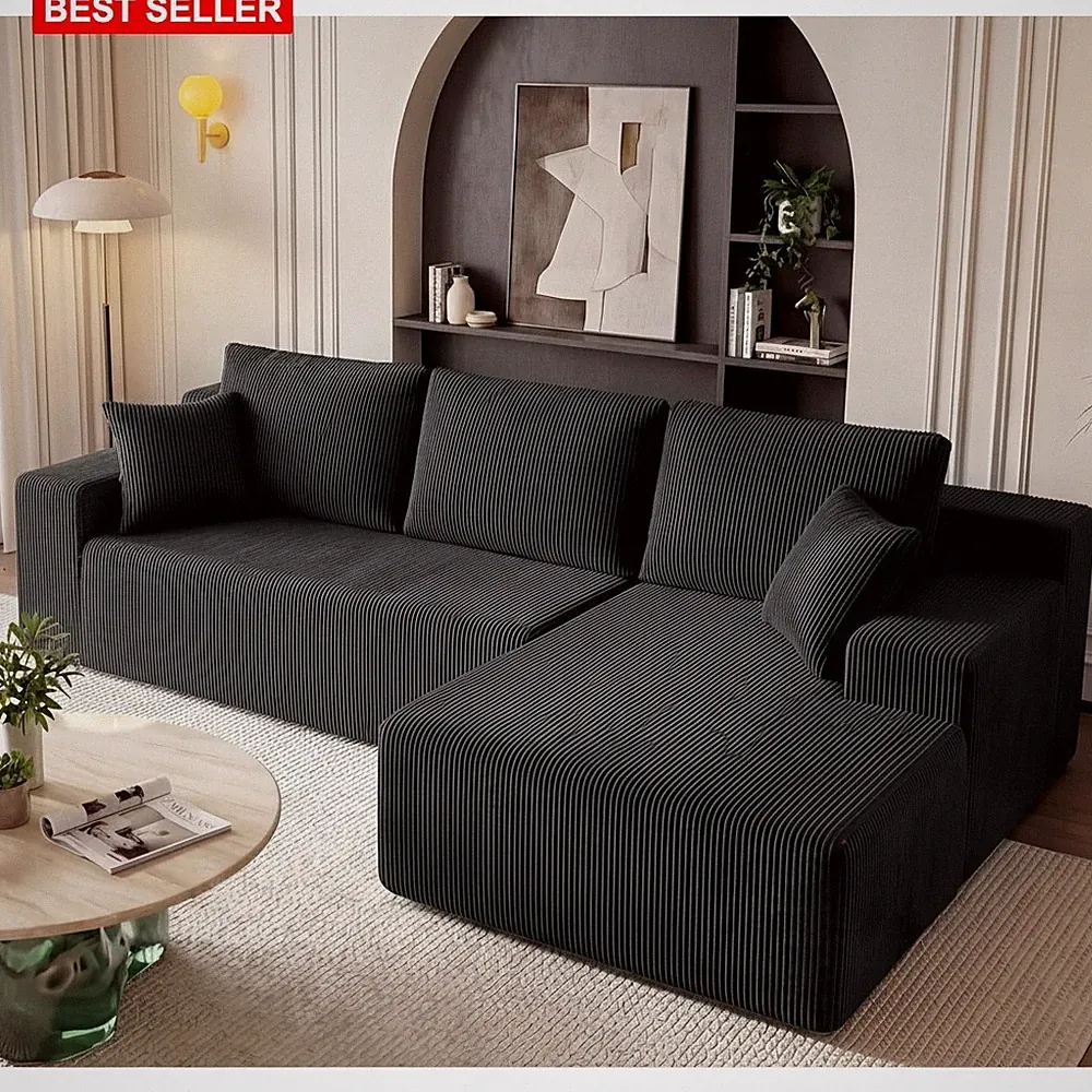Sectional Couch 96 Inches L-shape Boneless Modular Sofa with Memory Foam
