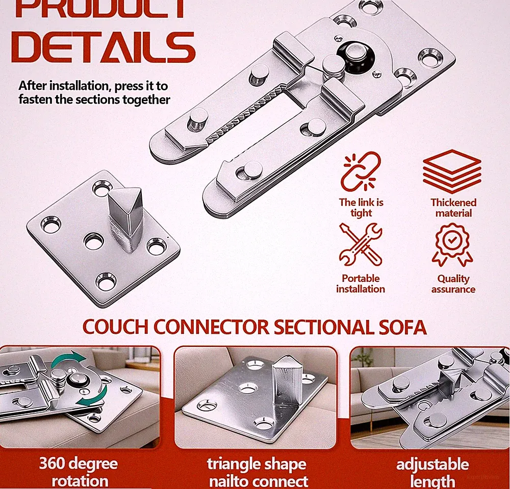 Sectional Couch Connectors,5.5inch × 2.2inch Galvanized Iron Furniture Sectio...