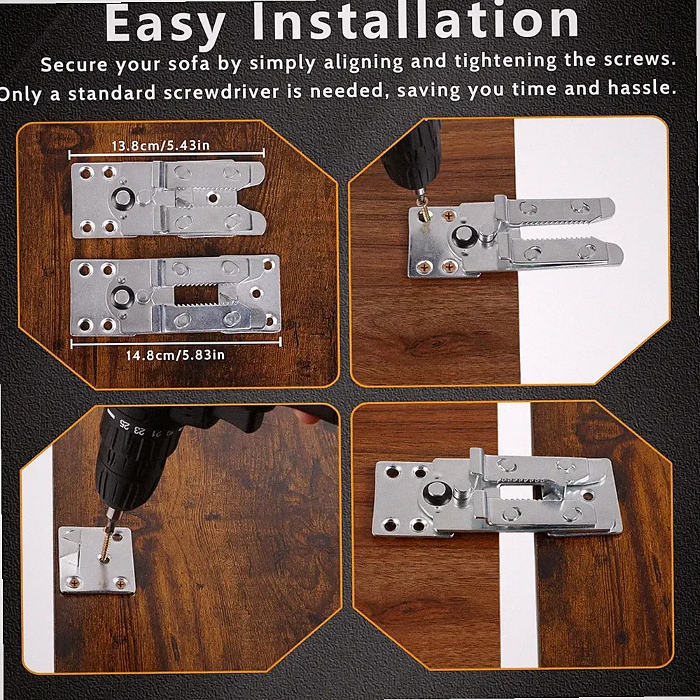 Sectional Couch Connectors,Heavy Duty Interlocking Alligator Sofa Clamps, 2 P...