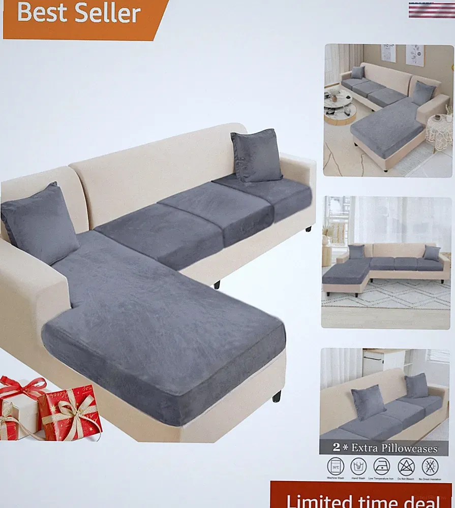 Sectional Couch Cover 4 Pieces Velvet Separate Couch Cushion Covers L Shape S...