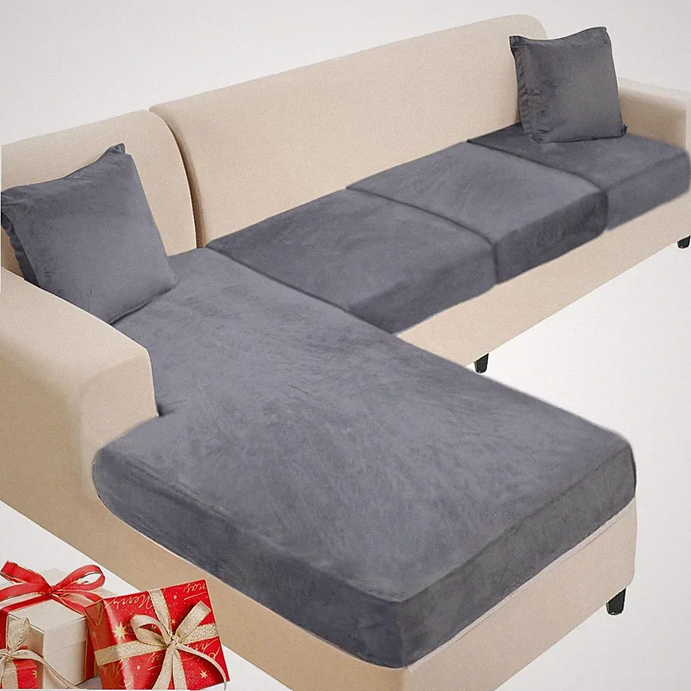Sectional Couch Cover 4 Pieces Velvet Separate Couch Cushion Covers L Shape Soft