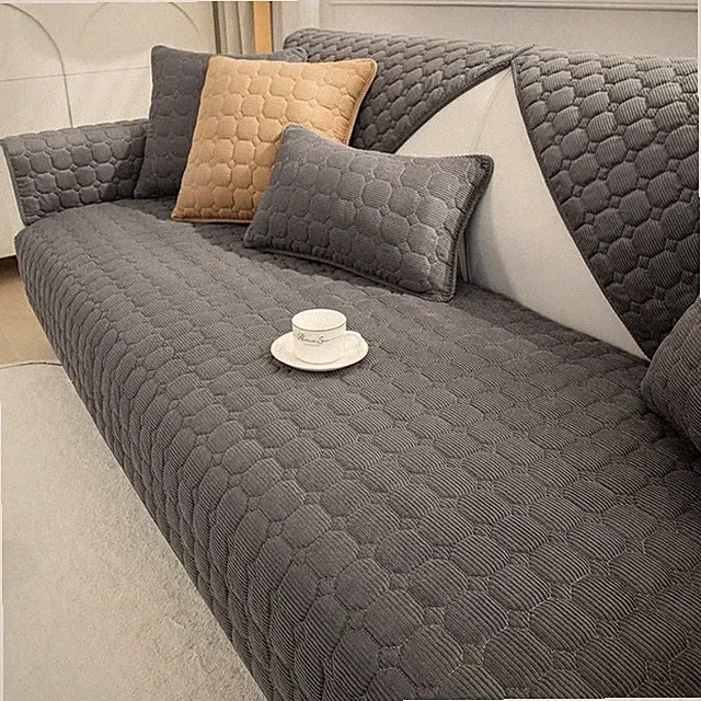 Sectional Couch Cover, Corduroy Sofa Slipcover for Pets and Kids, Anti-Slip