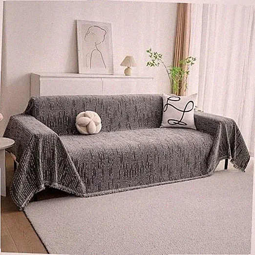 Sectional Couch Cover, Dark Grey Lines Sofa 71" x 118" 9# Lines Dark Grey