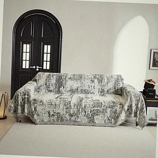 Sectional Couch Cover Deep Grey Abstract Geometric 71" x 118" 1# Deep Grey