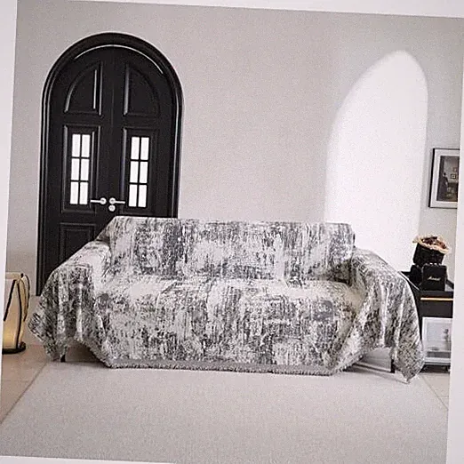 Sectional Couch Cover Deep Grey Abstract Geometric 91" x 134" 1# Deep Grey