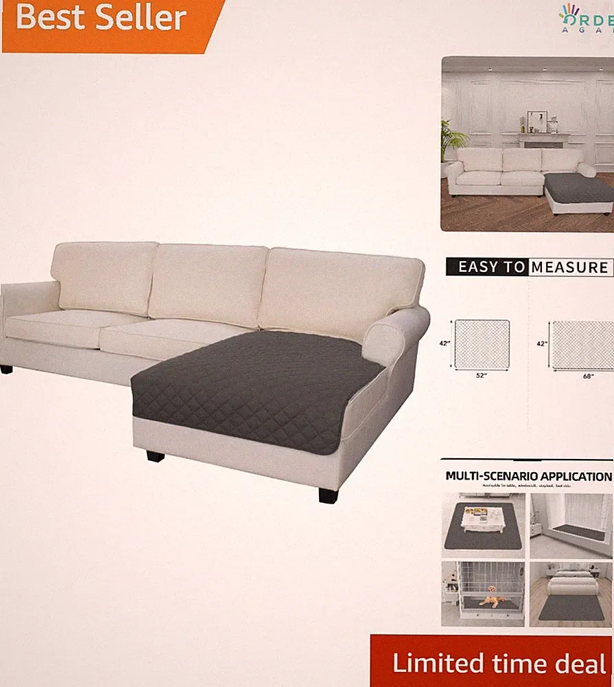 Sectional Couch Cover Microfiber L Shape Sofa Slipcover Reversible Protector