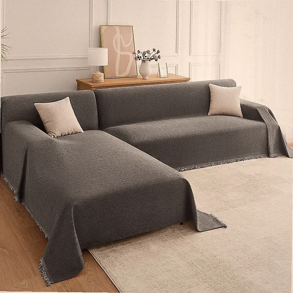 Sectional Couch Covers 2-Piece Set for L-Shaped Sofas, Pet Friendly Washable Fur