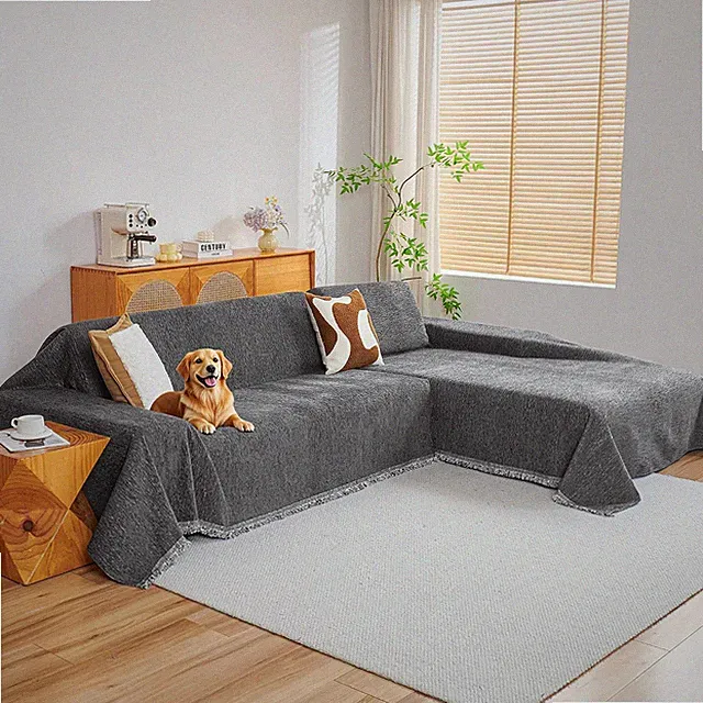 Sectional Couch Covers, 2 Pieces, 71"X118"+91"X134", Dark Grey