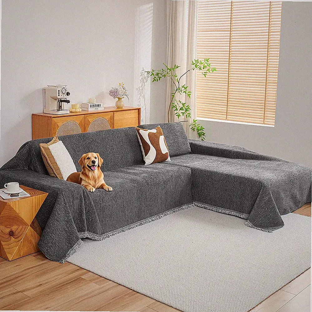 Sectional Couch Covers, 2 Pieces, 71"X118"+91"X134", Dark Grey | Washable Couch