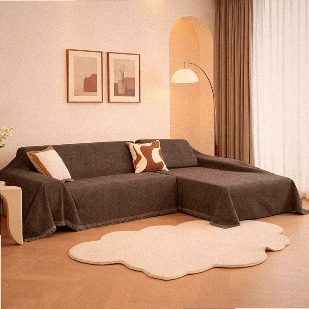 Sectional Couch Covers 2 Pieces L Shape Sofa Cover Deep Chocolate 3-4 MYSKY