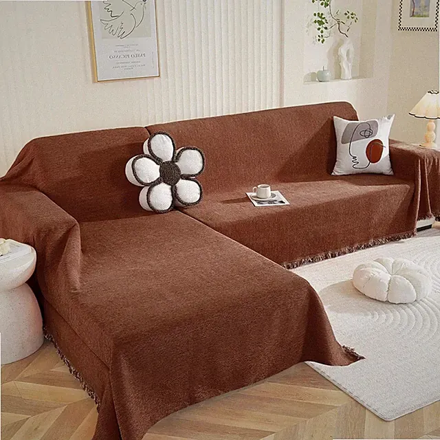 Sectional Couch Covers 2 Pieces, L Shaped Couch Cover Blanket, Chenille Sofa...