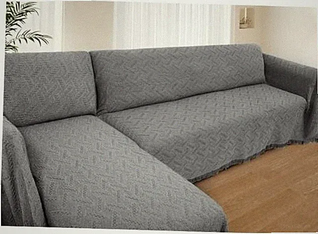 Sectional Couch Covers 2 Pieces L Shaped Sofa Cover for X-Large Dark Grey