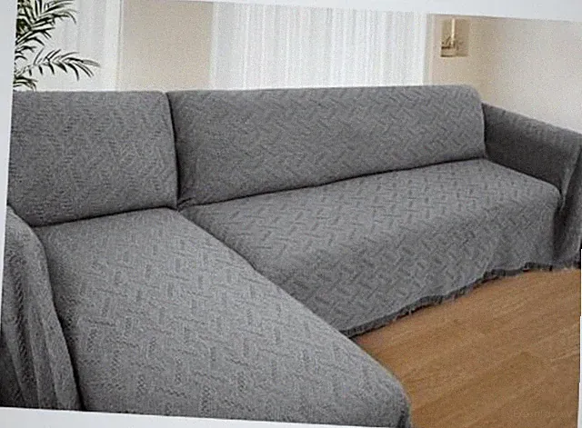 Sectional Couch Covers 2 Pieces L Shaped Sofa Cover for X-Large Dark Grey