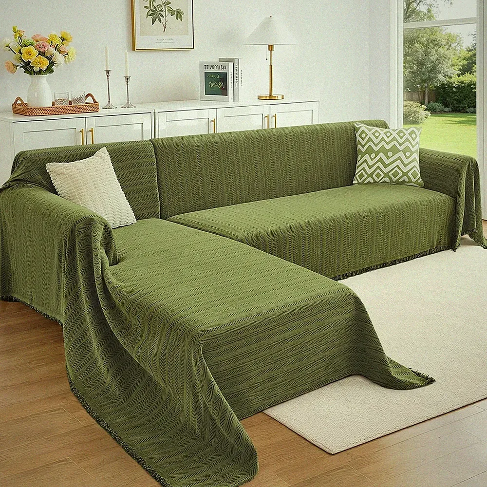 Sectional Couch Covers 2 Pieces with Herringbone Pattern, Washable L Shaped C...
