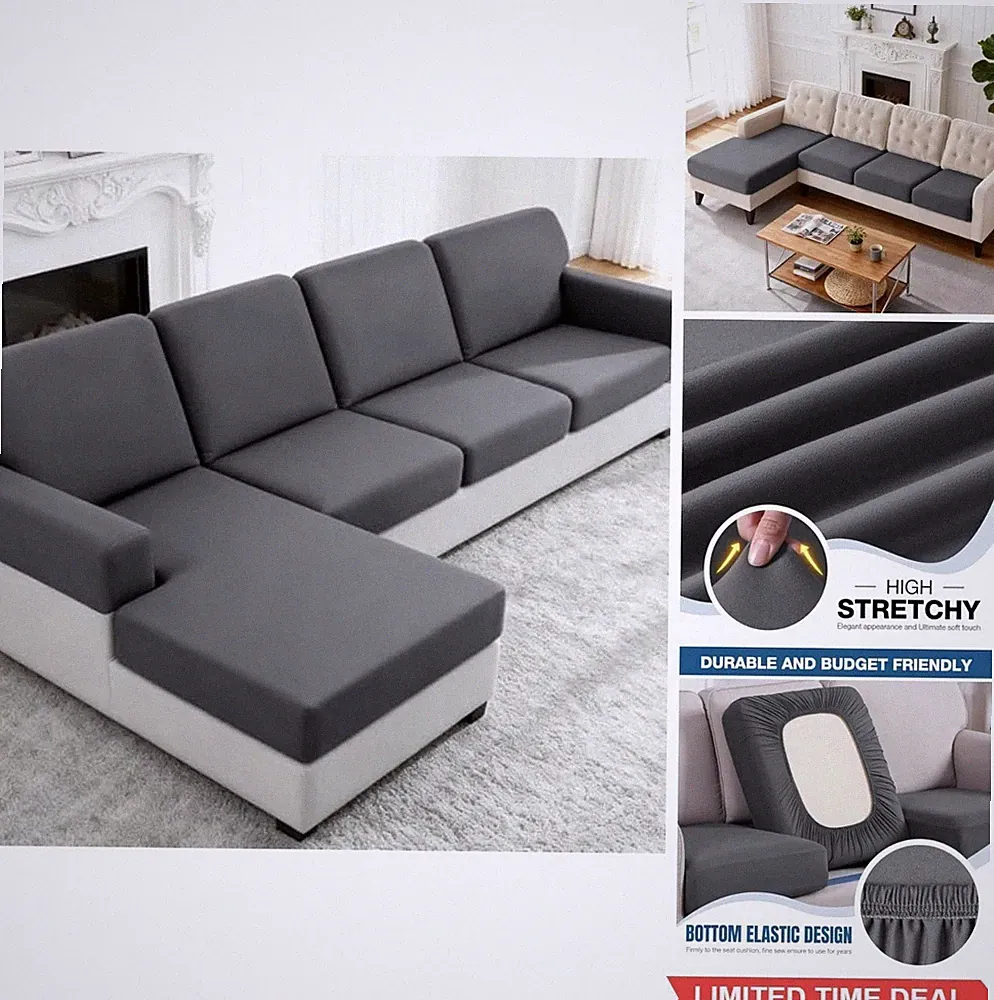 Sectional Couch Covers 4 Piece Stretch Cushion Covers for L Shape Sofa Seat